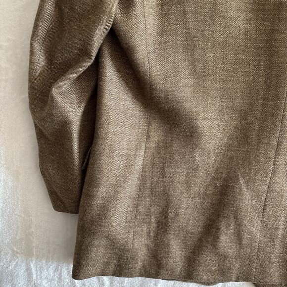 Hickey Freeman Boardroom Blazer Sport Coat 46R Brown Wool Silk Linen Jacket - Picture 11 of 16